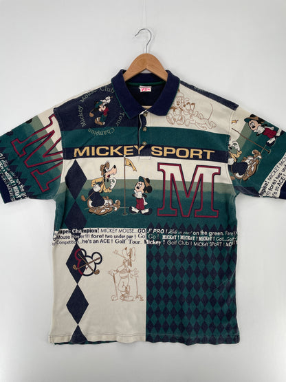 00' DISNEY MICKEY GOOFY Size L Vintage Polo Shirt / A9996