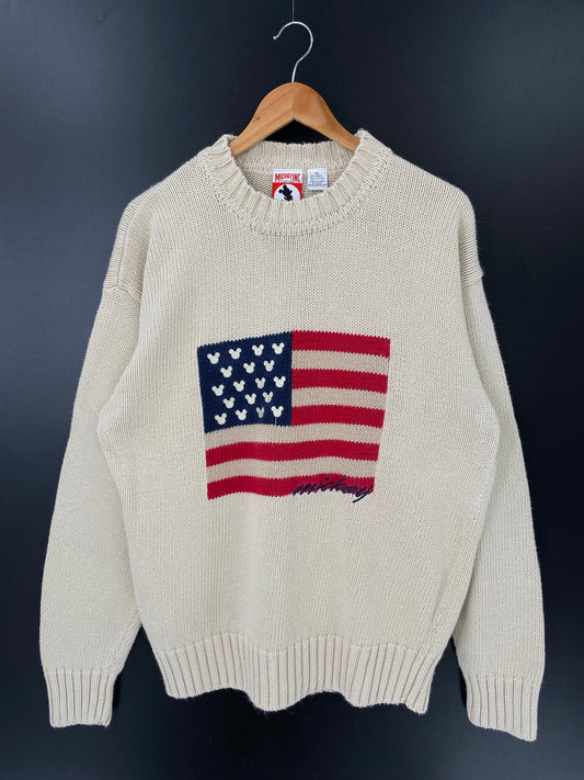 90's DISNEY MICKEY Size XL Vintage Knit Sweater / K4435