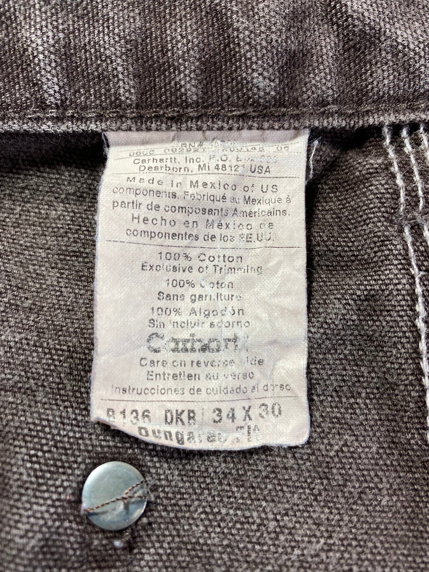 Vintage CARHARTT Size W34xL28.5 Double Knee Duck Pants / A1090