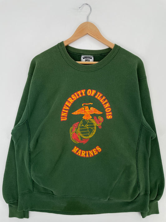 90's UNIVERSITY OF MARINES Made in USA Size XL Vintage College Sweat-shirt / E1338S