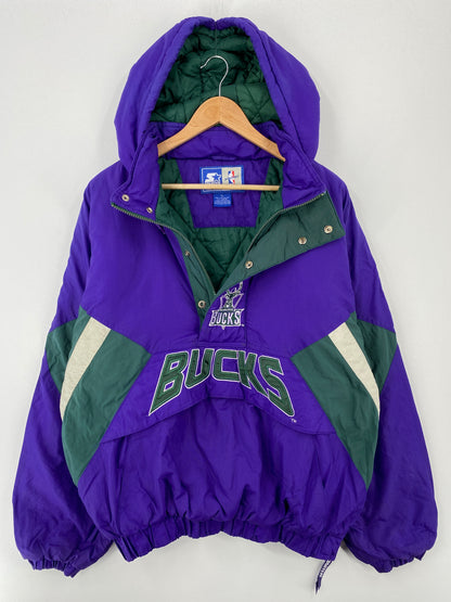 90's STARTER x MILUWALKEE BUCKS Size L Vintage NBA Nylon Jacket / A8763