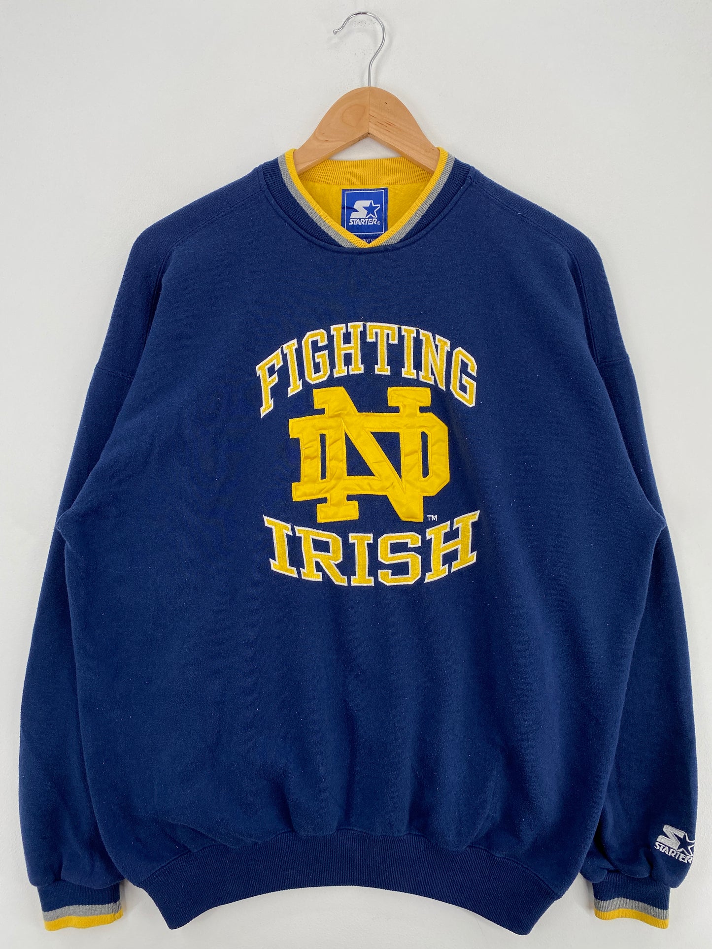 90's STARTER x NOTRE DAME Size L Vintage College Sweat-Shirt / A6104
