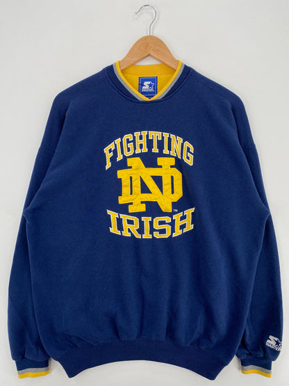 90's STARTER x NOTRE DAME Size L Vintage College Sweat-Shirt / A6104