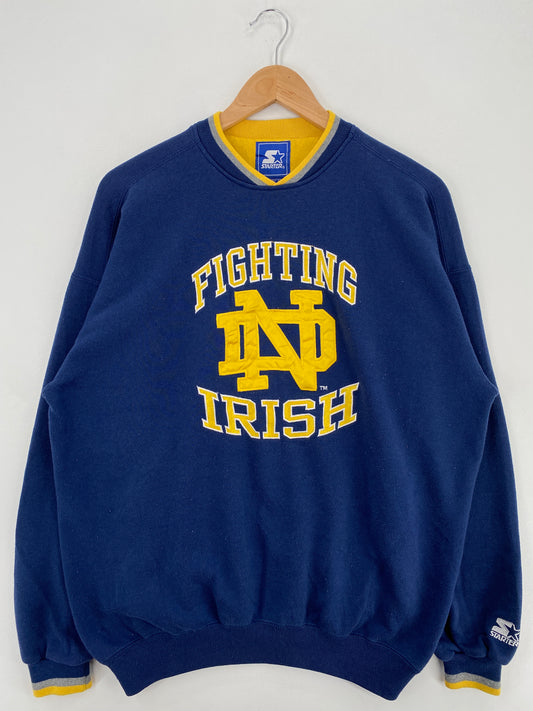 90's STARTER x NOTRE DAME Size L Vintage College Sweat-Shirt / A6104