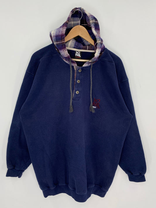 90's NO FEAR Made in USA Size XL Vintage Hoodie Sweat-Shirt / K8524