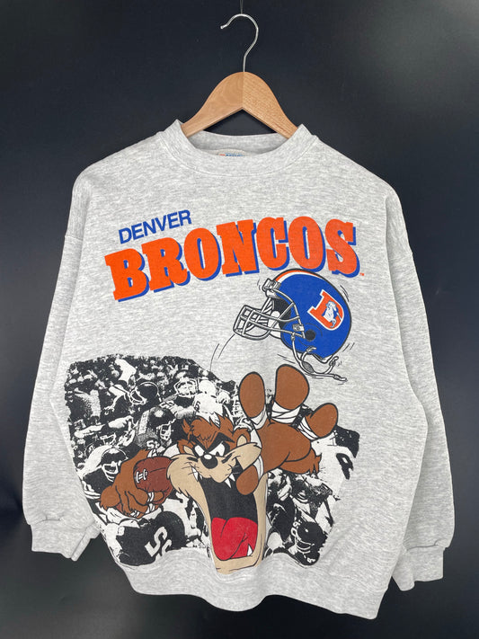 90's DENVER BRONCOS x TAZ Size XL Vintage NFL Sweat-Shirts/ K8771