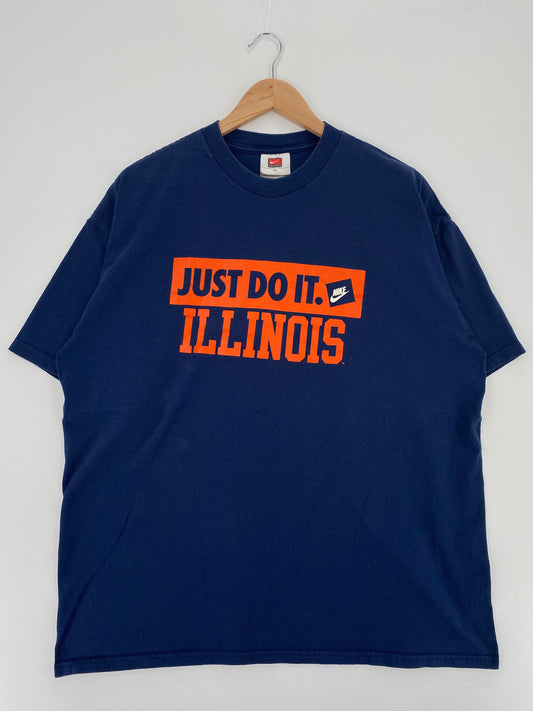 00' NIKE ILLINOIS FIGHTING ILLINI Size XL Vintage College T-Shirts / A1690