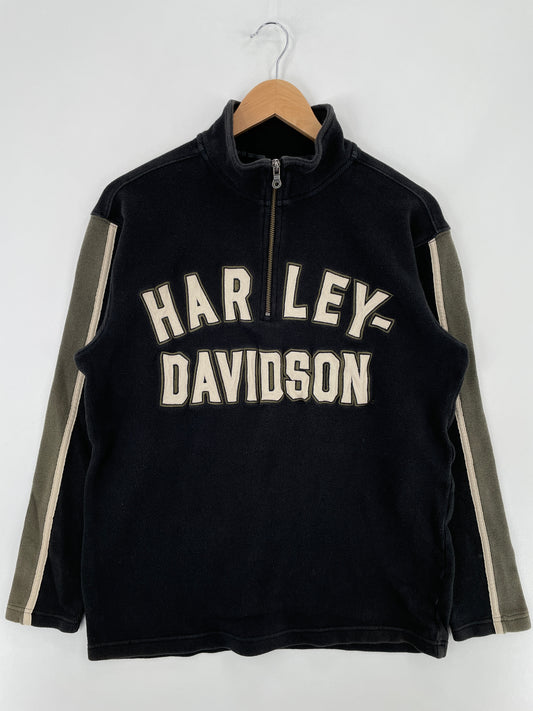 Vintage HARLEY DAVIDSON Size M Vintage Half zip Sweat-Shirt / E3185S