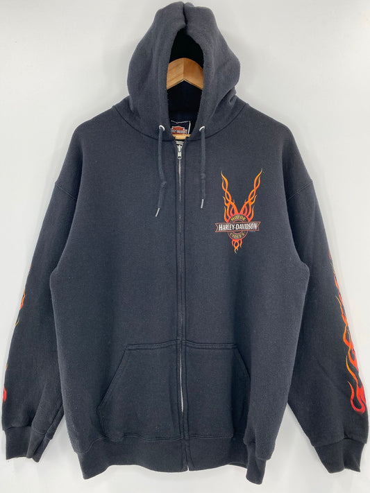 1998 HARLEY DAVIDSON Made in USA Size L Vintage Zip Up Hoodie Sweat-Shirt / K4318