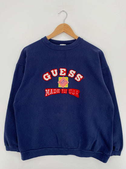 90’s GUESS Made in USA Approx. Size L Vintage Sweat-shirt / A5857