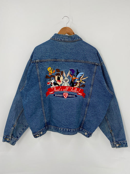 1998 LOONEY TUNES Size XL Vintage Denim Jacket  / K4325