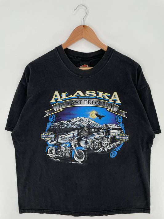 90's HARLEY DAVIDSON x ALASKA Made in USA Size XL Vintage T-shirt / A3595