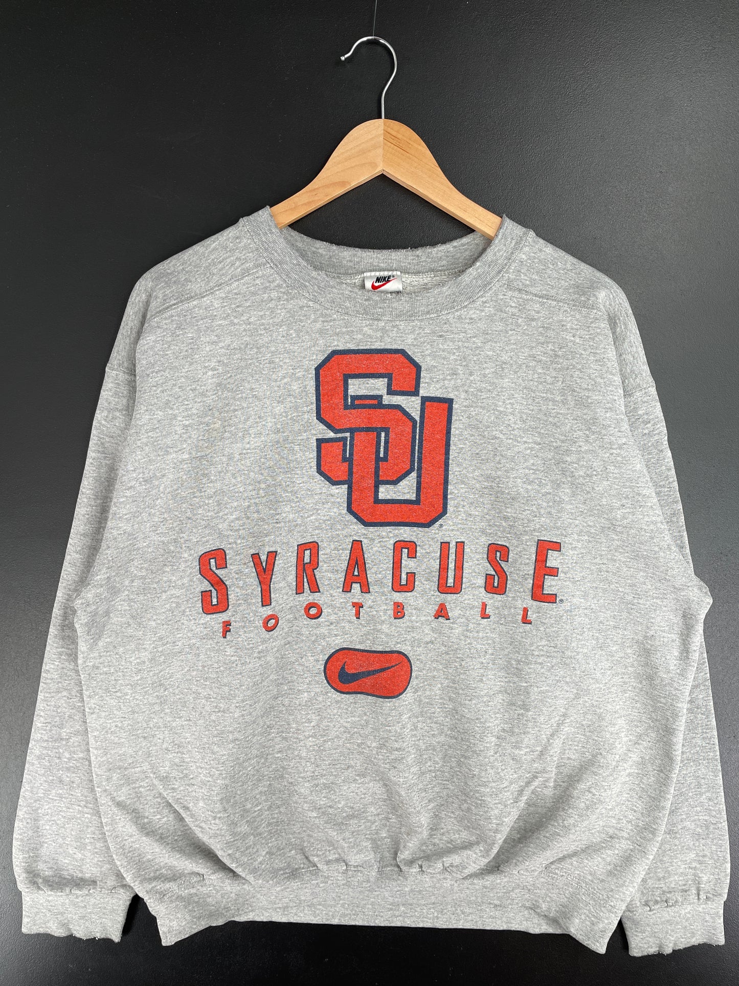 90's NIKE x SYRACUSE FOOTBALL Made in USA Size M Vintage College Sweat-shirt / E3197S