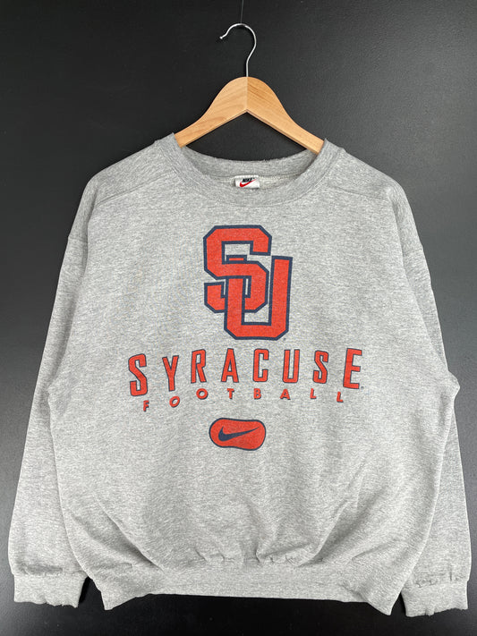 90's NIKE x SYRACUSE FOOTBALL Made in USA Size M Vintage College Sweat-shirt / E3197S