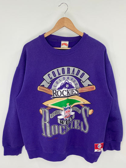 00' COLORADO ROCKIES Size L Vintage NFL Sweat-Shirts / K8392