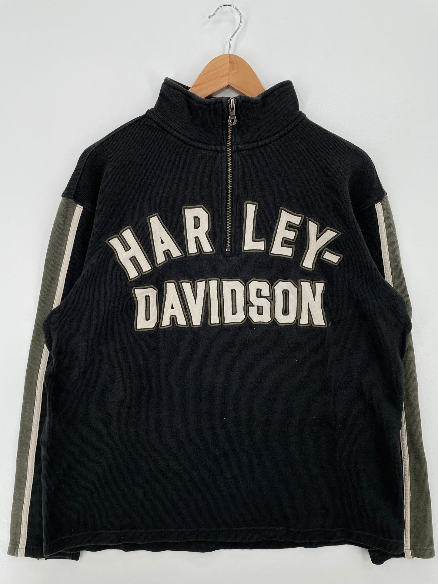 Vintage HARLEY DAVIDSON Size L Half Zip-up Sweat-Shirt / A8561
