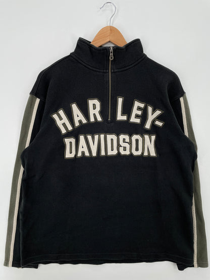 Vintage HARLEY DAVIDSON Size L Half Zip-up Sweat-Shirt / A8561