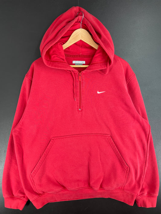 Vintage NIKE MINI SWOOSH Size L Hoodie Half Zip Sweat-shirt / E1123