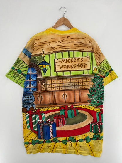 Vintage DISNEY MICKEY'S CHRISTMAS WORKSHOP Size XL Vintage T-Shirt / E970