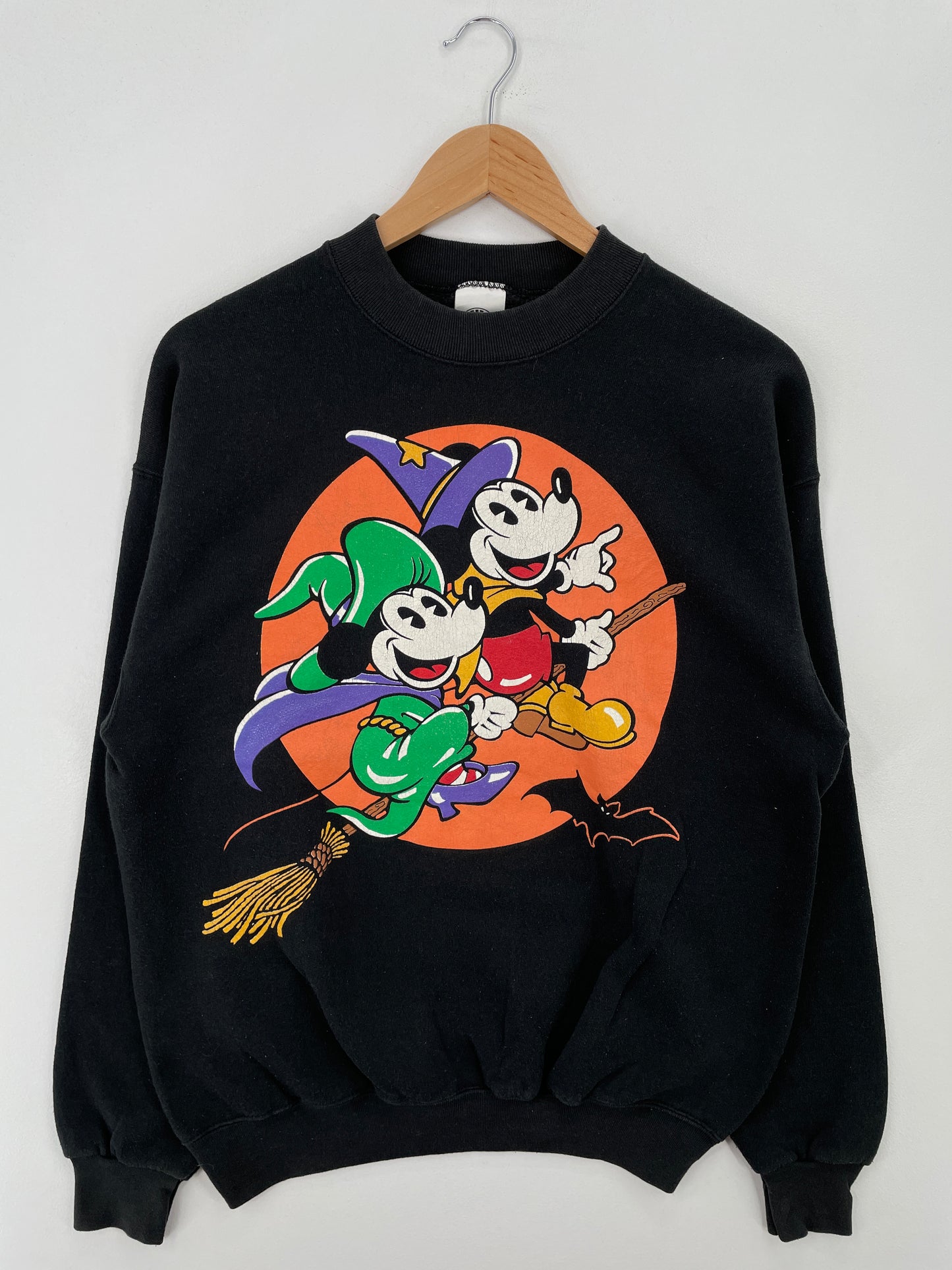 90's DISNEY MICKEY MINNIE HALLOWEEN Made in USA Size L Vintage Sweat-shirt / A7340