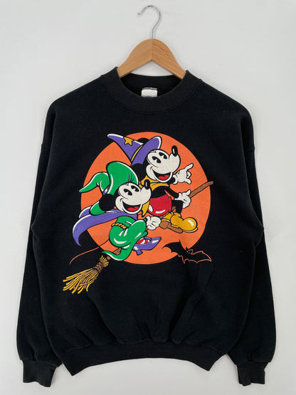 90's DISNEY MICKEY MINNIE HALLOWEEN Made in USA Size L Vintage Sweat-shirt / A7340