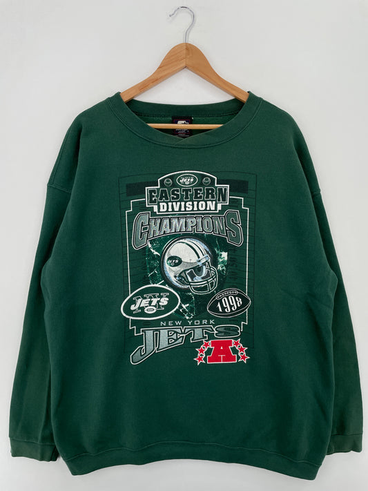 90's STARTER x NEW YORK JETS Made in USA Size XL Vintage NFL Sweat-Shirt / A7814