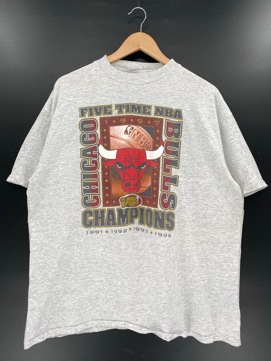 1997 CHAMPIONS CHICAGO BULLS Size XL Vintage NBA T-Shirts / K4830