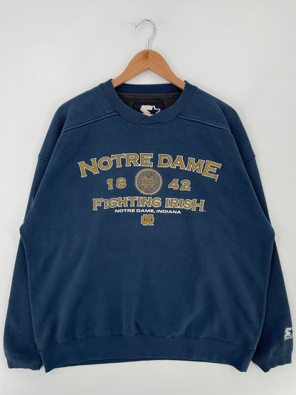 90's STARTER x NOTRE DAME Size XL Vintage College Sweat-Shirt / E3999S