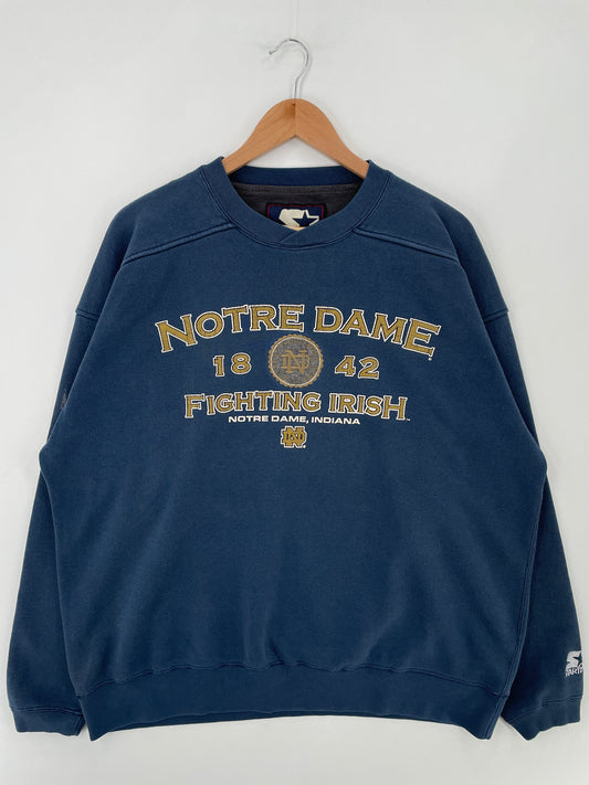 90's STARTER x NOTRE DAME Size XL Vintage College Sweat-Shirt / E3999S