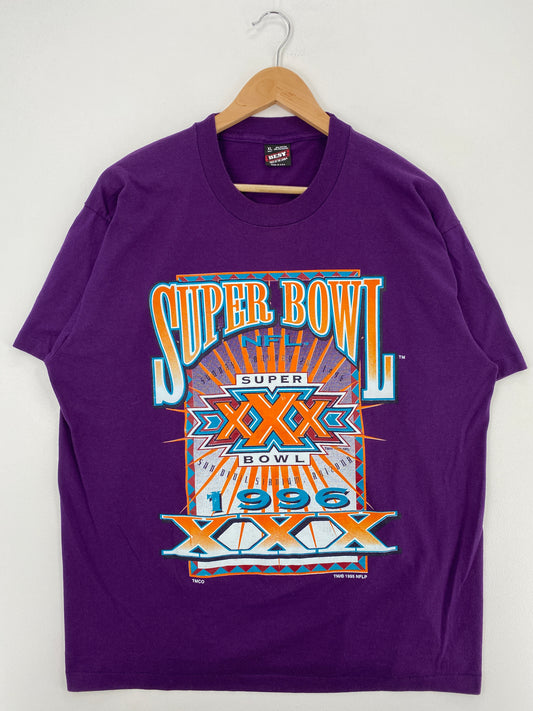1995 SUPER BOWL XXX Made in USA Size XL Vintage NFL T-shirt / A4534