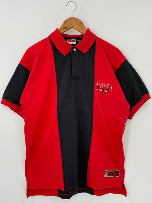 90’s CHICAGO BULLS Size L Vintage NBA Short Sleeve Polo Shirt / K4182