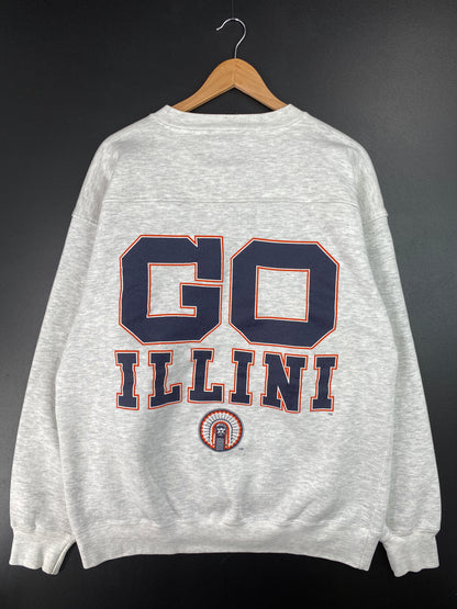 90's ILLINOIS Size L Vintage College Sweat-Shirt / A7254
