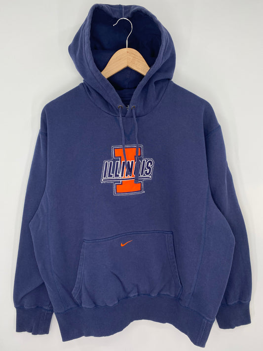 00' NIKE ILLINOIS Size L Vintage College Hoodie Sweat-Shirts/ K9945
