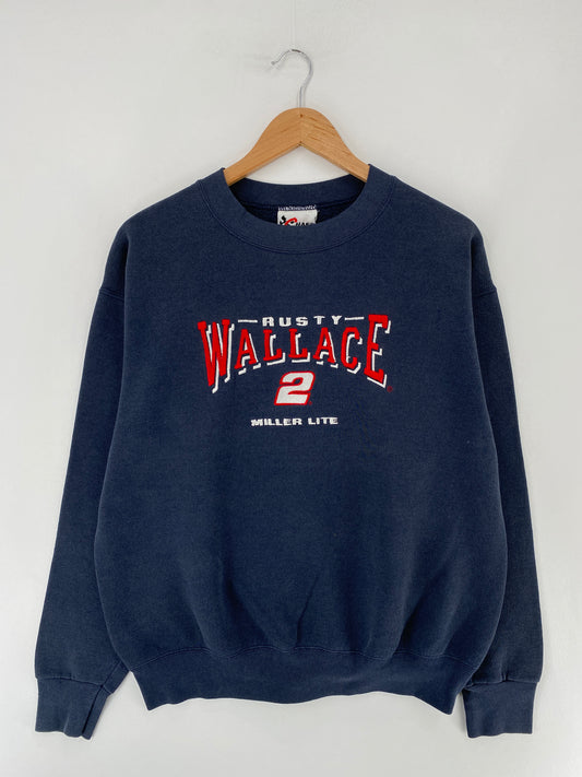 Vintage WALLACE Made in USA Size M Vintage Racing Sweat-shirt / E6372S