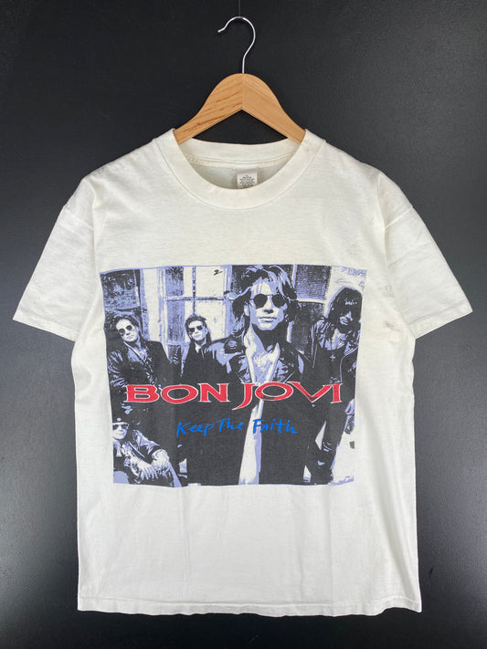 90's BON JOVI Made in USA Size L Vintage Music T-Shirt / A4898