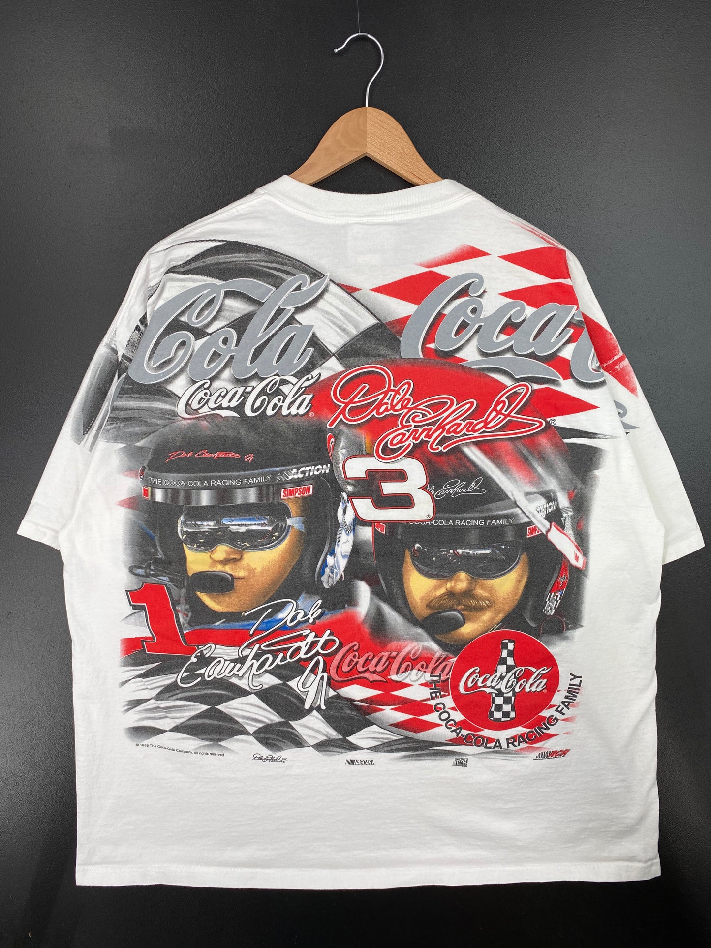 1998 NASCAR COCA COLA DALE EARNHARDT x DALE EARNHARDT JR Made in USA Size XL Vintage Racing T-Shirt / A962