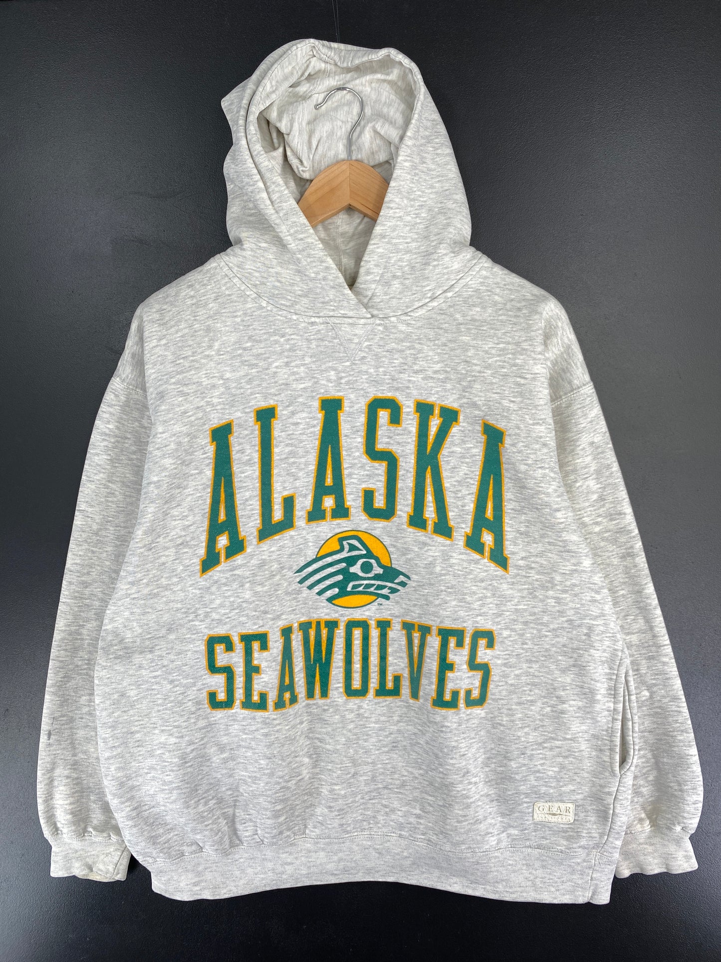 00' ALASKA SEAWOLVES Size L Vintage College Hoodie Sweat-shirt / E5457S