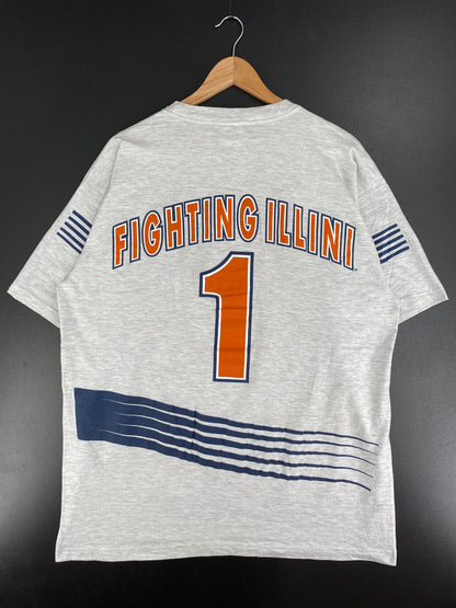 90’s ILLINOIS FIGHTING ILLINI Size XXL Vintage College T-Shirts / A5442