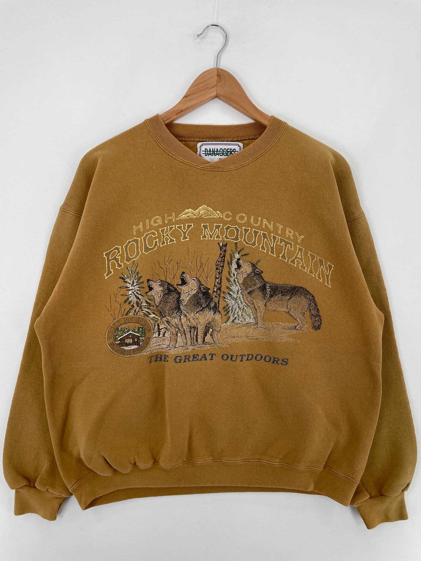 90's ROCKY MOUNTAIN WOLF Made in USA Size M Vintage Animal Sweat-Shirt / E1373S