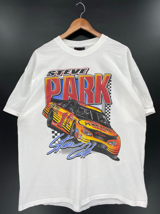 Vintage NASCAR STEVE PARK Size L Vintage Racing T-Shirts / K4626