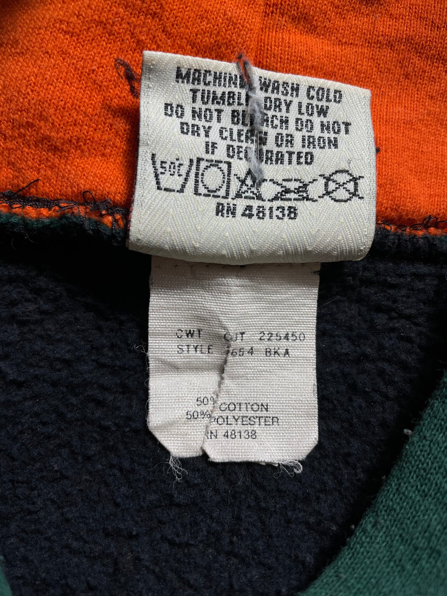 90’s MIAMI HURRICANES Made in USA Size M Vintage College Hoodie Sweat-Shirt / K8565