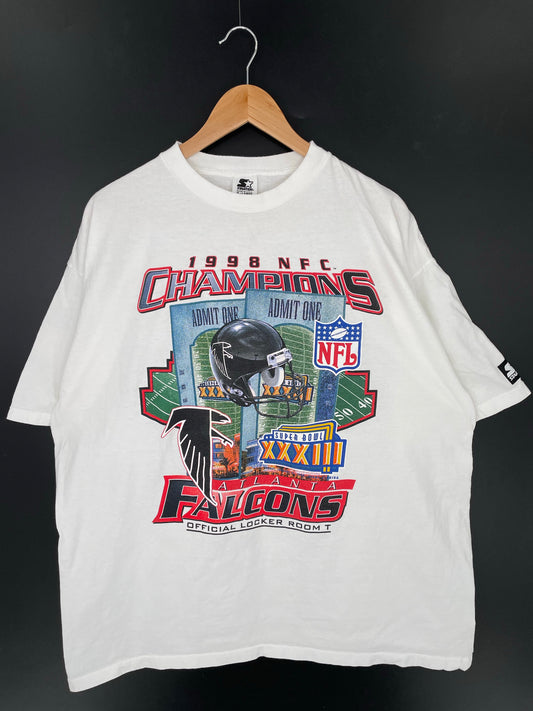 1998 STARTER SUPER BOWL ATRANTA FALCONS Made in USA Size XL Vintage NFL T-shirt / K9155