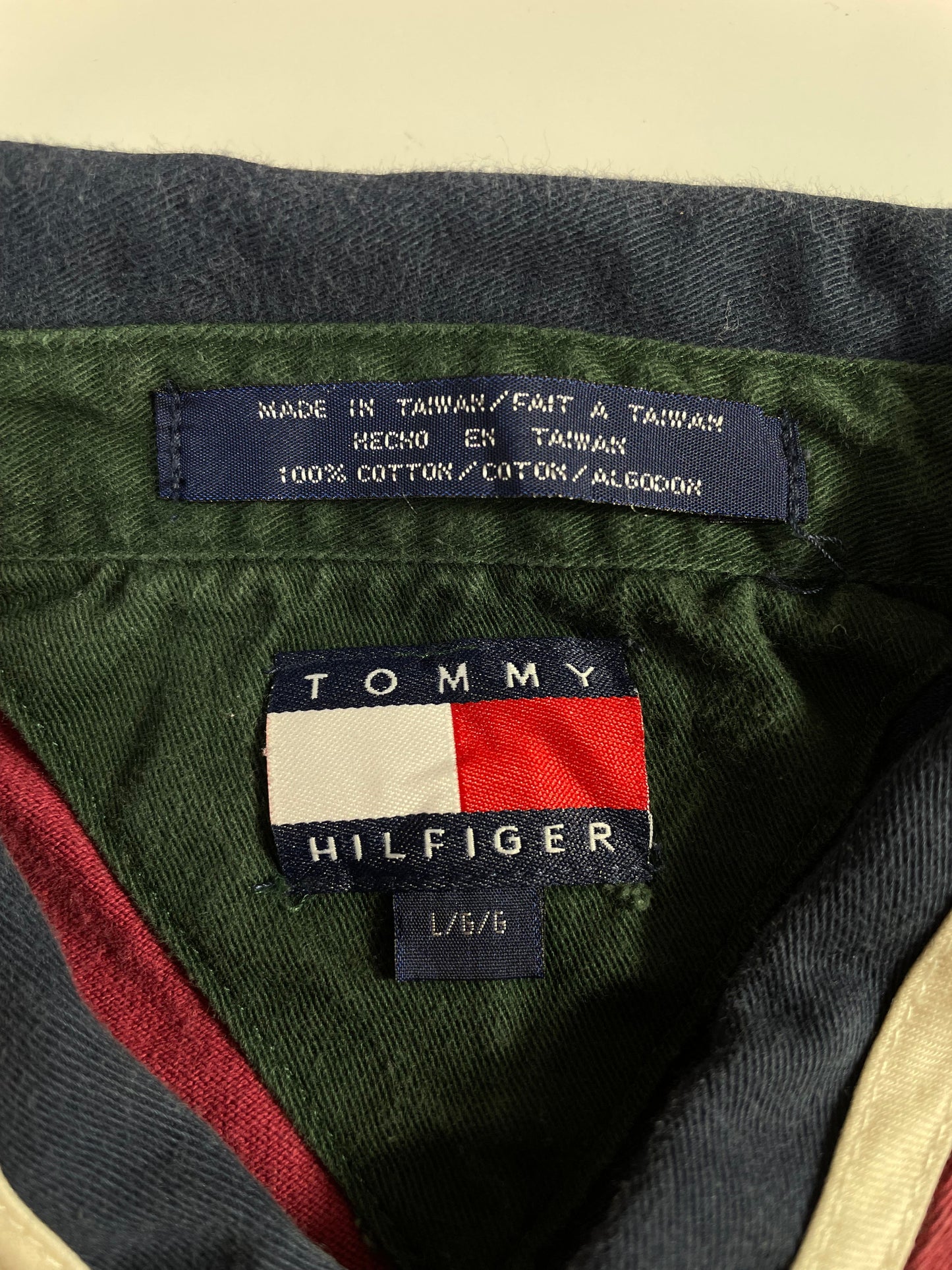 90's TOMMY HILFIGER Size L Vintage Rugby-Shirt / E848