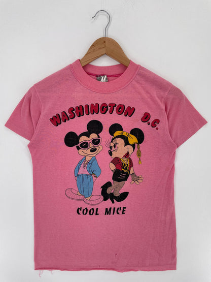 80’s DISNEY MICKEY MINNIE x WASHINGTON Made in USA Size M Vintage T-Shirt / E1109
