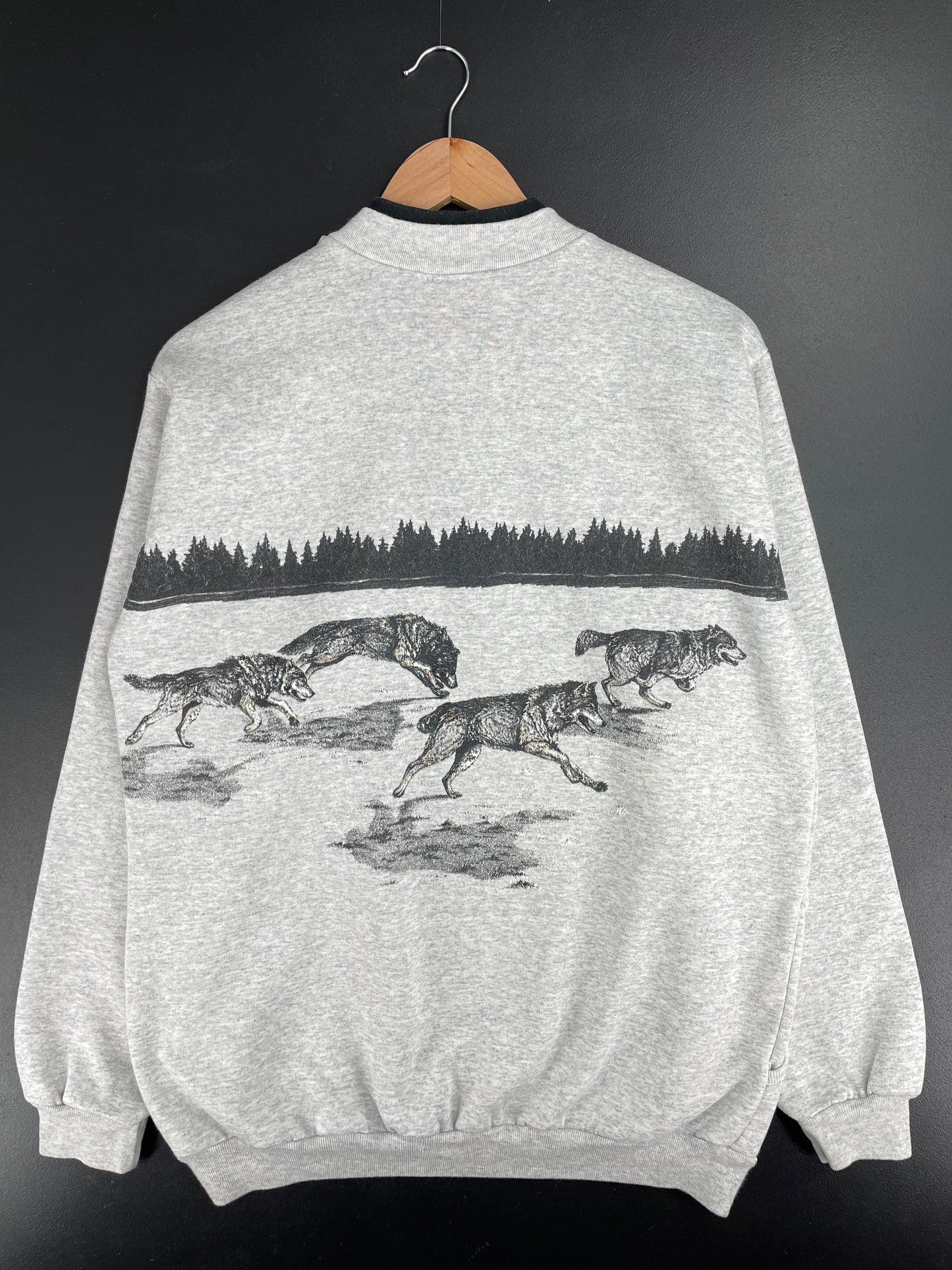 90's DOOR COUNTY WOLF Made in USA Size L Vintage Animal Sweat-Shirt / E2543S