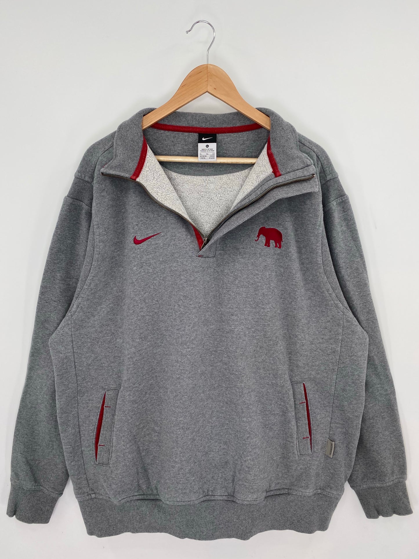 00' NIKE UNIVERSITY OF ALABAMA Size XL Vintage College Half Zip Sweat-shirt / K8625