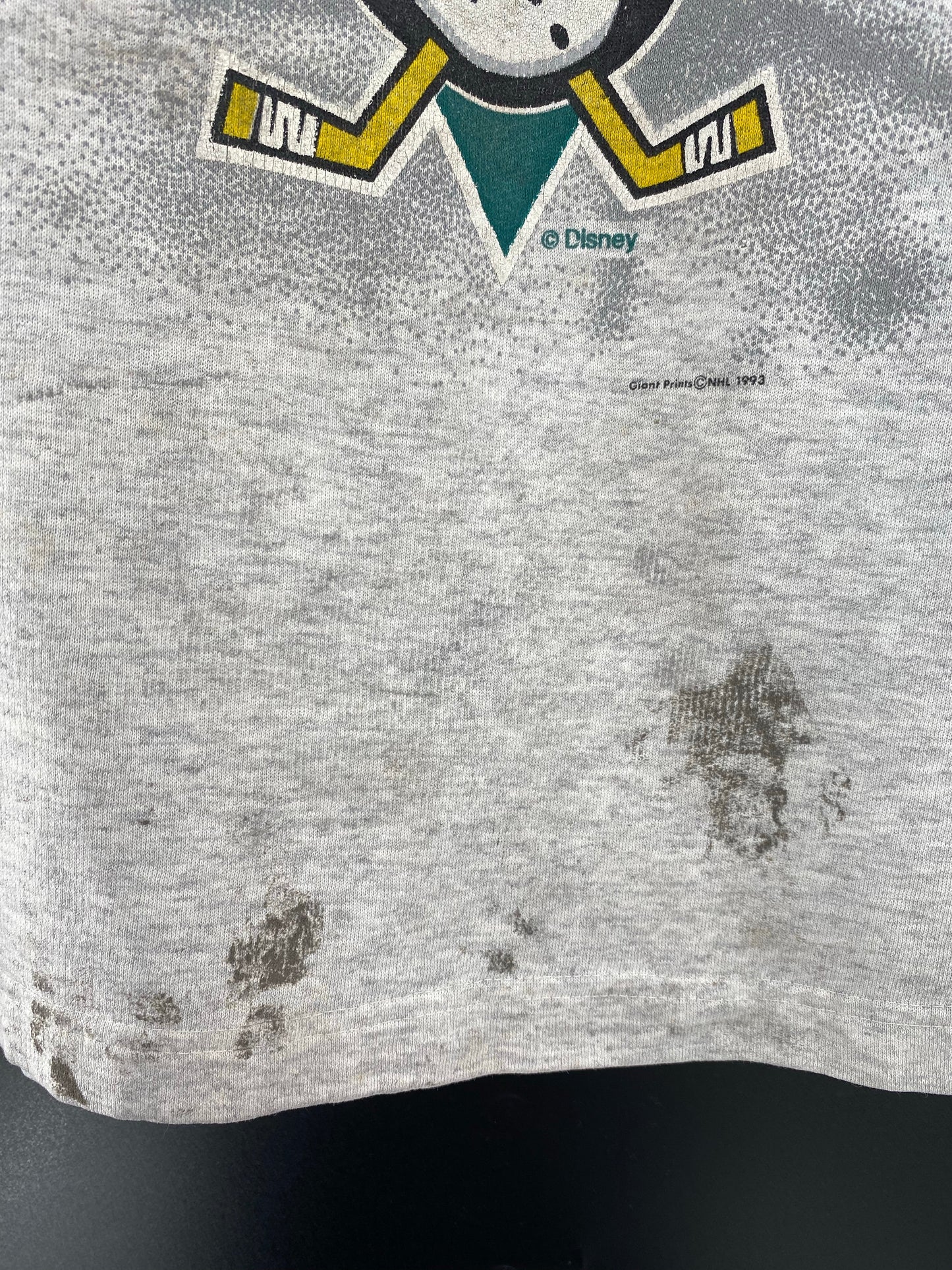 1993 ANAHEIM DUCKS MIGHTY Made in USA Size XL Vintage NHL Hoodie Long Sleeve T-Shirt /