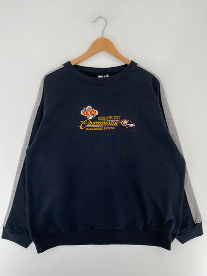Vintage SUPER BOWL CHAMPIONS BALTIMORE RAVENS Size XL NFL Sweat-Shirt / E6641S