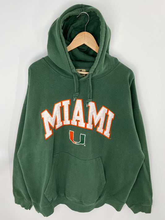 90’s MIAMI HURRICANES Size XXL Vintage College Hoodie Sweat-Shirt / K8159