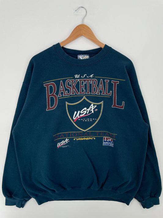 90's USA BASKETBALL Made in USA Size L Vintage College Sweat-Shirt / A9423